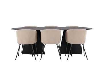 Bootcut Matgrupp 230 cm Rektangulär med 6 Berit stolar, Beige