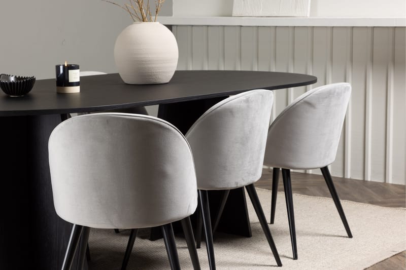 Bootcut Matgrupp 230 cm Rektangulär med 6 Velvet stolar - Svart - Products - Möbler - Bord & matgrupp - Matgrupp