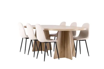 Bootcut Matgrupp 230 cm Rektangulär med 6 Polar stolar - Whitewash/Beige - Products - Möbler - Bord & matgrupp - Matgrupp