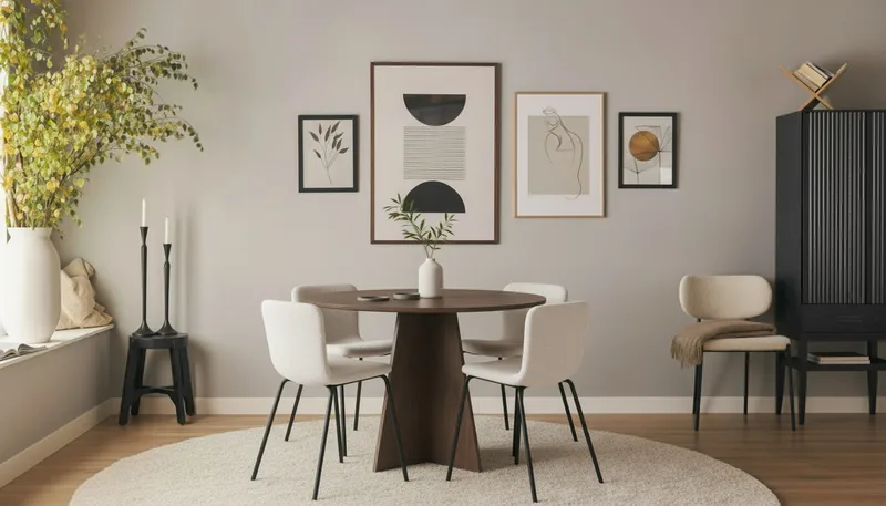 Bootcut Runt Litet Matbord Valnöt 110 cm med 4 Katy Matstolar - Products - Möbler - Bord & matgrupp - Matgrupp