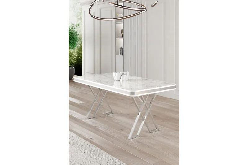 Calchera Matbord 130 cm Rektangulär - Vit Marmor/Krom - Products - Möbler - Bord & matgrupp - Matbord & köksbord