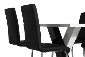 Cesi Matgrupp 140 cm med 4 Cibus Stol - Vit/Svart/Svart PU/Krom - Products - Möbler - Bord & matgrupp - Matgrupp