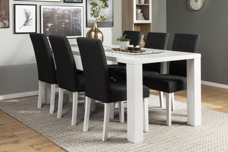 Cibus Matgrupp 180 cm med 6 Viktor Stol - Vit/Mörkgrå - Products - Möbler - Bord & matgrupp - Matgrupp
