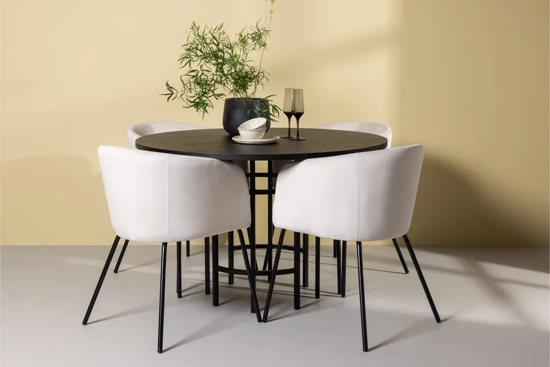 Copenhagen Matgrupp 115 cm Rund med 4 Berit stolar - Beige - Products - Möbler - Bord & matgrupp - Matgrupp