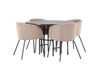 Copenhagen Matgrupp 115 cm Rund med 4 Berit stolar - Beige - Products - Möbler - Bord & matgrupp - Matgrupp