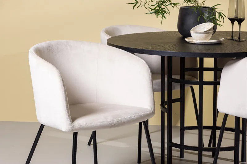 Copenhagen Matgrupp 115 cm Rund med 4 Berit stolar - Beige - Products - Möbler - Bord & matgrupp - Matgrupp