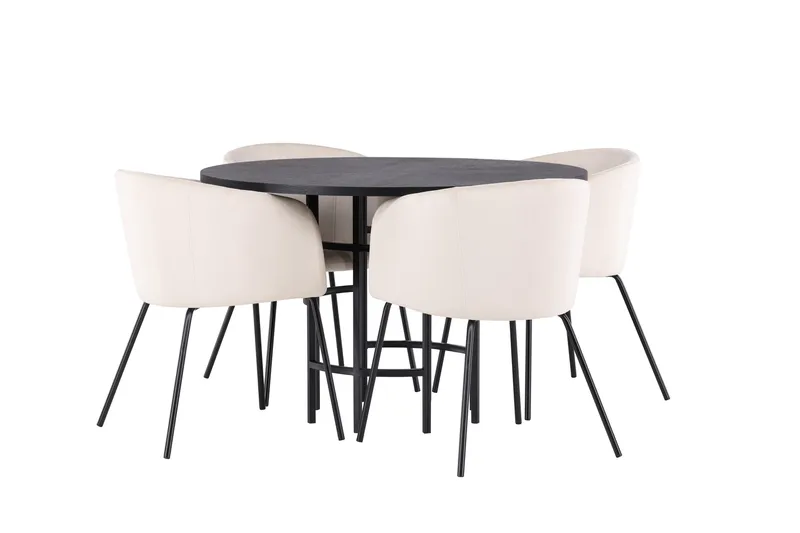 Copenhagen Matgrupp 115 cm Rund med 4 Berit stolar - Beige - Products - Möbler - Bord & matgrupp - Matgrupp