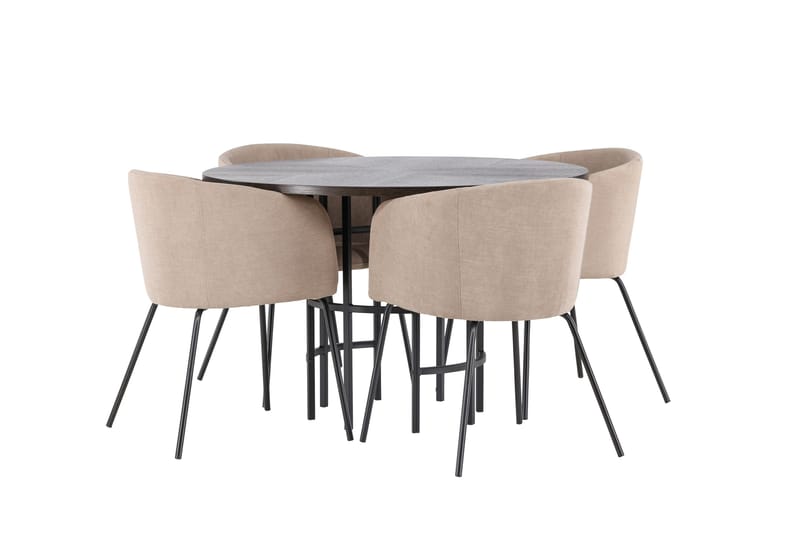 Copenhagen Matgrupp 115 cm Rund med 4 Berit stolar - Beige - Products - Möbler - Bord & matgrupp - Matgrupp