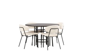 Copenhagen Matgrupp 115 cm Rund med 4 Chico Stolar - Svart - Products - Möbler - Bord & matgrupp - Matgrupp