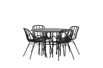Copenhagen Matgrupp 115 cm Rund med 4 Dyrön stolar - Svart - Products - Möbler - Bord & matgrupp - Matgrupp