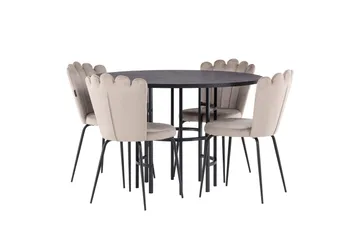 Copenhagen Matgrupp 115 cm Rund med 4 Limhamn stolar - Beige - Products - Möbler - Bord & matgrupp - Matgrupp