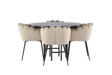 Copenhagen Matgrupp 115 cm Rund med 4 Limhamn stolar - Beige - Products - Möbler - Bord & matgrupp - Matgrupp