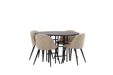 Copenhagen Matgrupp 115 cm Rund med 4 Velvet stolar - Beige - Products - Möbler - Bord & matgrupp - Matgrupp