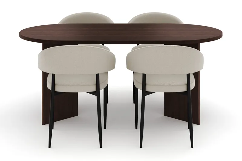 Dano Matbord 180 cm  med 4 Sawako Matstolar - Valnöt / Beige - Products - Möbler - Bord & matgrupp - Matgrupp