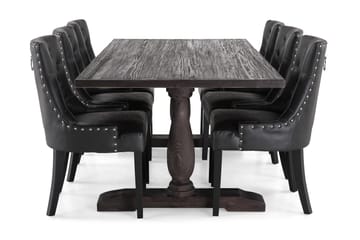 Dijon Matgrupp 200 cm med 6 Tuva Fåtölj - Vintage Trä / Svart Pu - Products - Möbler - Bord & matgrupp - Matgrupp