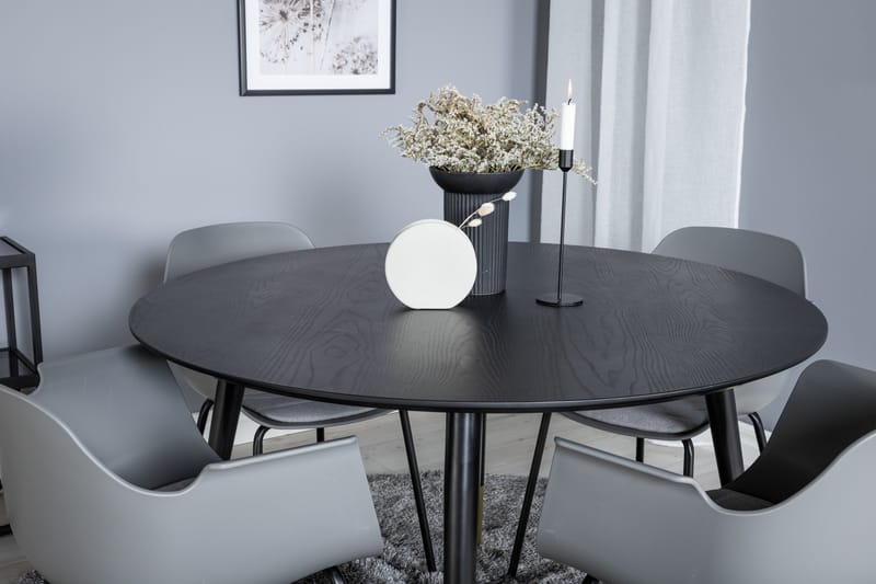 Dipp Matgrupp 115 cm Rund med 4 Comfort stolar - Svart/Guld - Products - Möbler - Bord & matgrupp - Matgrupp