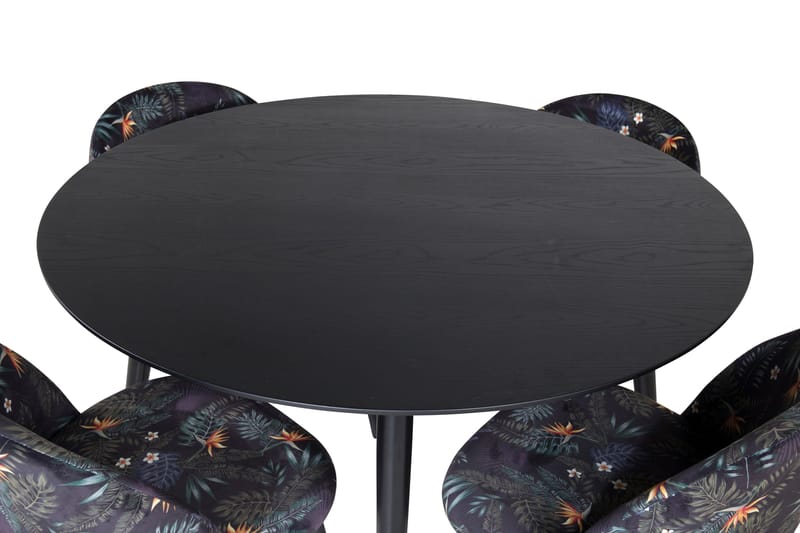 Dipp Matgrupp 115 cm Rund med 4 Velvet stolar - Svart/Guld - Products - Möbler - Bord & matgrupp - Matgrupp
