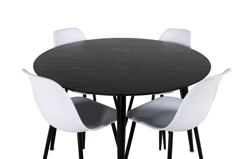 Dipp Matgrupp 115 cm Rund med 4 Polar stolar - Svart - Products - Möbler - Bord & matgrupp - Matgrupp