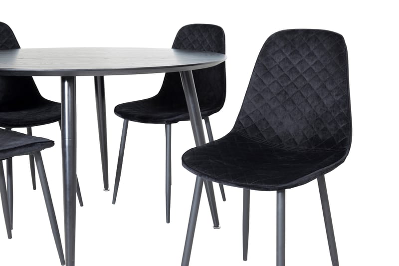 Dipp Matgrupp 115 cm Rund med 4 Polar stolar - Svart - Products - Möbler - Bord & matgrupp - Matgrupp