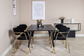 Dipp Matgrupp 180 cm Rektangulär med 6 Arrow stolar - Svart/Guld - Products - Möbler - Bord & matgrupp - Matgrupp