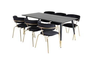 Dipp Matgrupp 180 cm Rektangulär med 6 Arrow stolar - Svart/Guld - Products - Möbler - Bord & matgrupp - Matgrupp