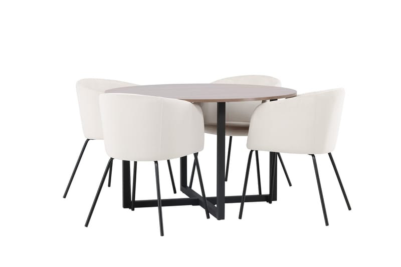 Durango Matgrupp 120 cm Rund med 4 Berit Stolar - Valnöt - Products - Möbler - Bord & matgrupp - Matgrupp