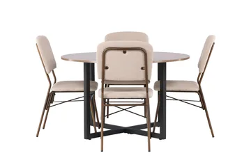 Durango Matgrupp 120 cm Rund med 4 Seda Stolar - Valnöt - Products - Möbler - Bord & matgrupp - Matgrupp