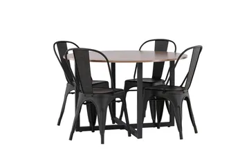 Durango Matgrupp 120 cm Rund med 4 Tempe Stolar - Valnöt - Products - Möbler - Bord & matgrupp - Matgrupp