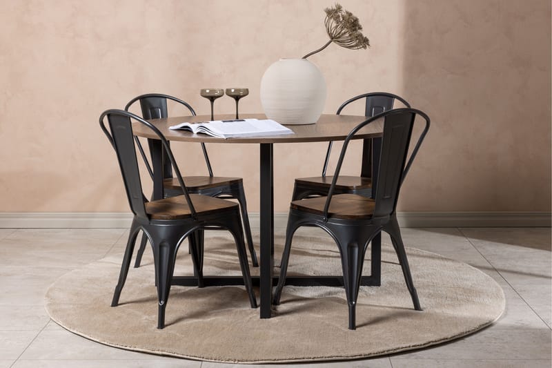 Durango Matgrupp 120 cm Rund med 4 Tempe Stolar - Valnöt - Products - Möbler - Bord & matgrupp - Matgrupp