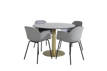 Estelle Matgrupp 106 cm Rund med 4 Comfort stolar - Svart/Guld - Products - Möbler - Bord & matgrupp - Matgrupp