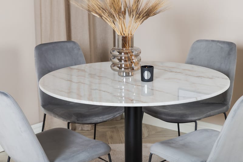 Estelle Matgrupp 106 cm Rund med 4 Muce stolar - Svart - Products - Möbler - Bord & matgrupp - Matgrupp