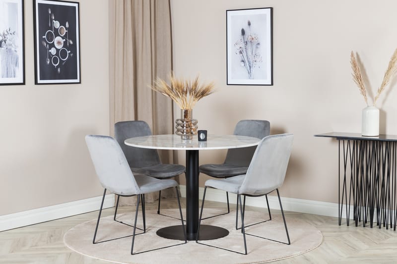 Estelle Matgrupp 106 cm Rund med 4 Muce stolar - Svart - Products - Möbler - Bord & matgrupp - Matgrupp