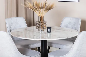 Estelle Matgrupp 106 cm Rund med 4 Velvet Deluxe stolar - Svart - Products - Möbler - Bord & matgrupp - Matgrupp