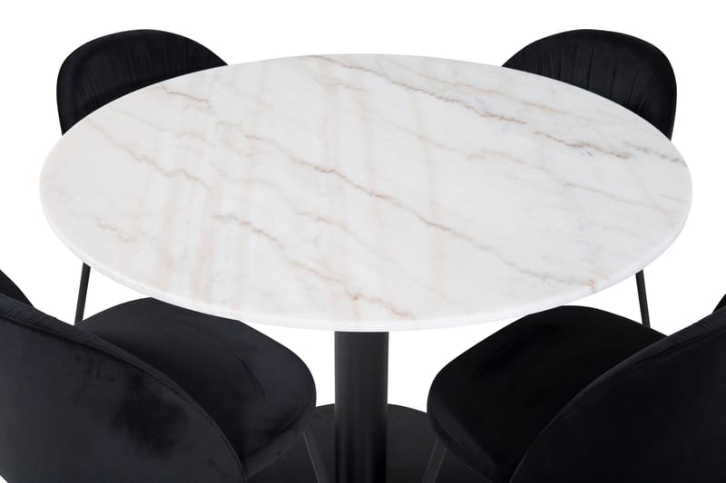 Estelle Matgrupp 106 cm Rund med 4 Wrinkles stolar - Svart - Products - Möbler - Bord & matgrupp - Matgrupp