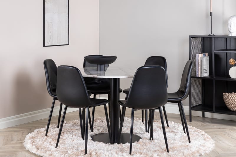 Estelle Matgrupp 106 cm Rund med 6 Polar stolar - Svart - Products - Möbler - Bord & matgrupp - Matgrupp