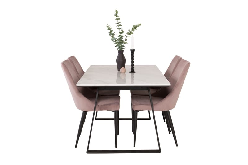 Estelle Matgrupp 140 cm Rektangulär med 4 Leone stolar - Svart - Products - Möbler - Bord & matgrupp - Matgrupp