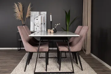 Estelle Matgrupp 140 cm Rektangulär med 4 Leone stolar - Svart - Products - Möbler - Bord & matgrupp - Matgrupp