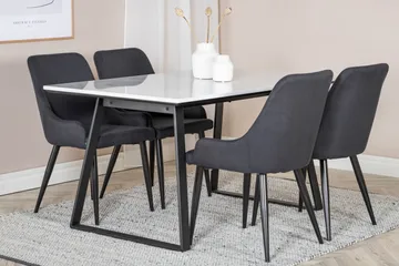 Estelle Matgrupp 140 cm Rektangulär med 4 Plaza stolar - Svart - Products - Möbler - Bord & matgrupp - Matgrupp