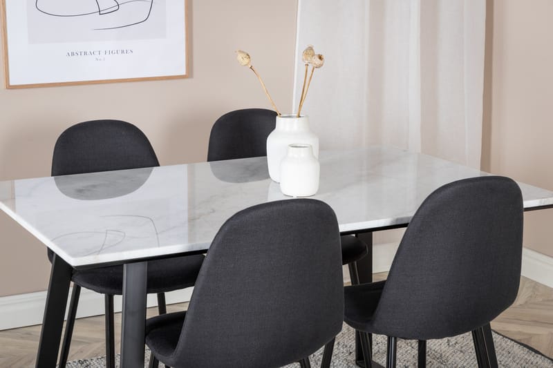 Estelle Matgrupp 140 cm Rektangulär med 4 Polar stolar - Svart - Products - Möbler - Bord & matgrupp - Matgrupp
