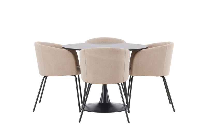 Glade Matgrupp 100 cm Rund med 4 Berit stolar - Beige - Products - Möbler - Bord & matgrupp - Matgrupp