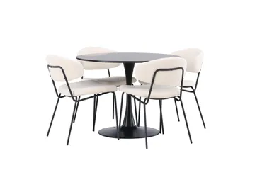 Glade Matgrupp 100 cm Rund med 4 Chico Stolar - Svart - Products - Möbler - Bord & matgrupp - Matgrupp