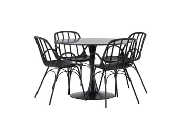 Glade Matgrupp 100 cm Rund med 4 Dyrön stolar - Svart - Products - Möbler - Bord & matgrupp - Matgrupp