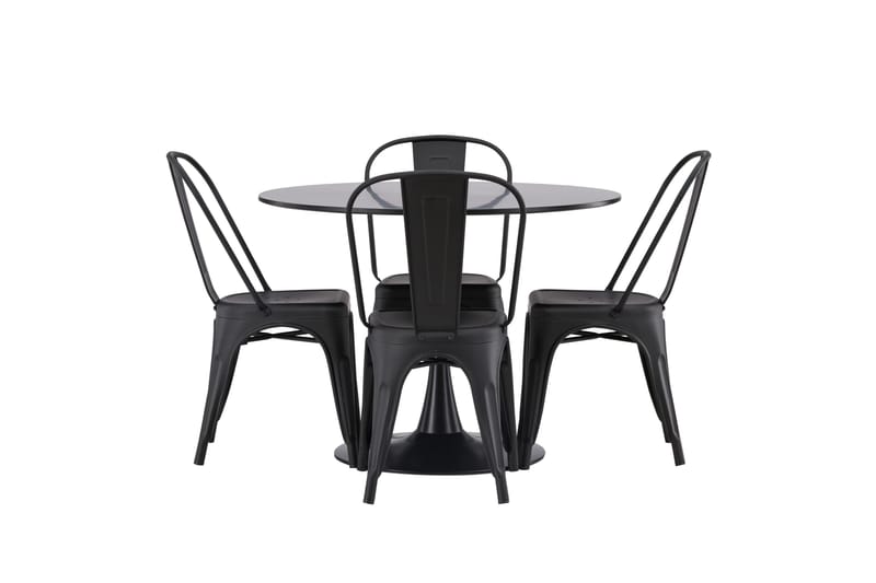 Glade Matgrupp 100 cm Rund med 4 Tempe Stolar - Svart - Products - Möbler - Bord & matgrupp - Matgrupp