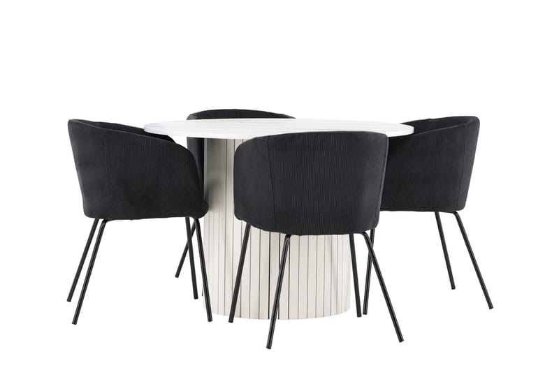 Härön Matgrupp 110 cm Rund med 4 Berit stolar - Vit/Svart - Products - Möbler - Bord & matgrupp - Matgrupp