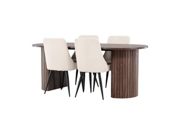 Härön Matgrupp 200 cm Oval med 4 Leone stolar - Mocca/Beige - Products - Möbler - Bord & matgrupp - Matgrupp