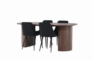 Härön Matgrupp 200 cm Oval med 4 Night stolar - Mocca/Svart - Products - Möbler - Bord & matgrupp - Matgrupp