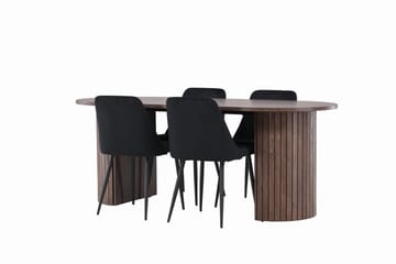 Härön Matgrupp 200 cm Oval med 4 Night stolar - Mocca/Svart - Products - Möbler - Bord & matgrupp - Matgrupp