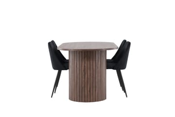 Härön Matgrupp 200 cm Oval med 4 Night stolar - Mocca/Svart - Products - Möbler - Bord & matgrupp - Matgrupp