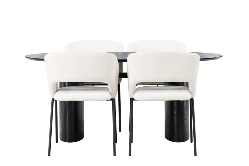 Isolde Matgrupp 180 cm Oval med 4 Day stolar, Svart