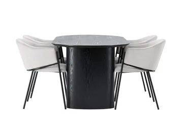 Isolde Matgrupp 180 cm Oval med 4 Evelina stolar - Svart - Products - Möbler - Bord & matgrupp - Matgrupp